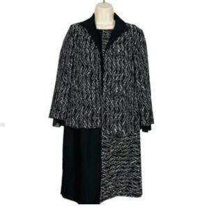 Lafayette 148 New York Black and White Textured Two-Piece Dress Set